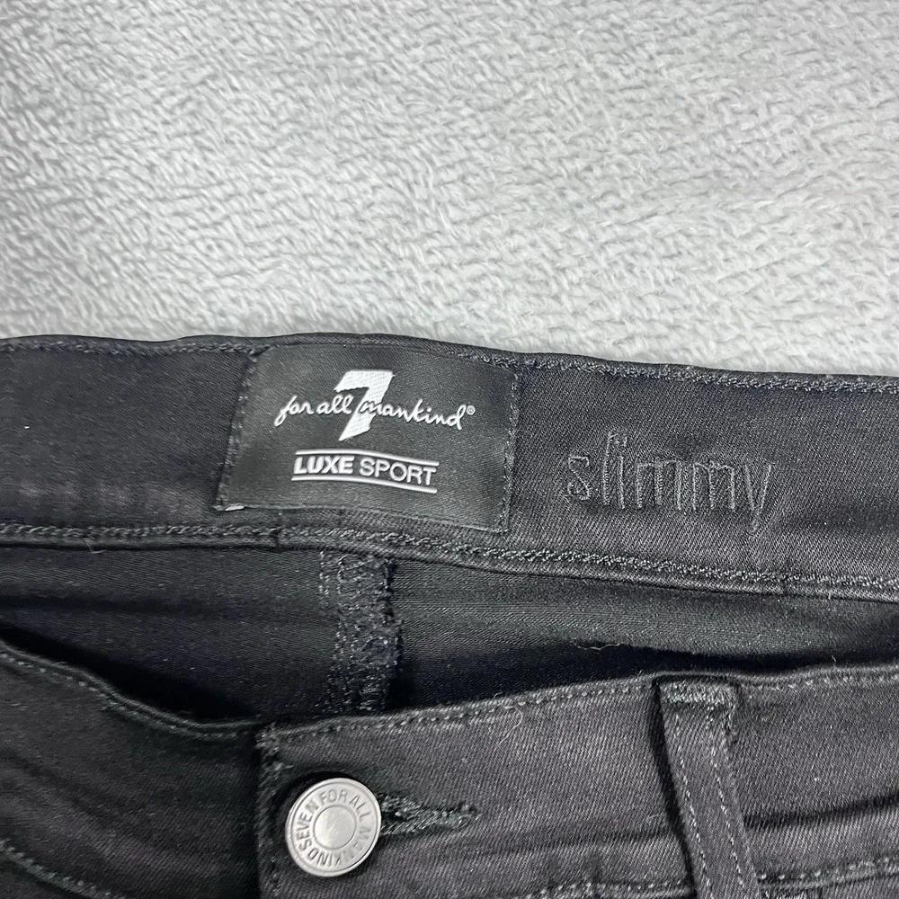 7 For All Mankind Jeans Mens 36x26 Black Slimmy Luxe Sport Stretch Straight